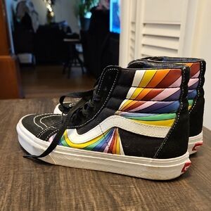 Vans Black and Red High-Top Sneakers